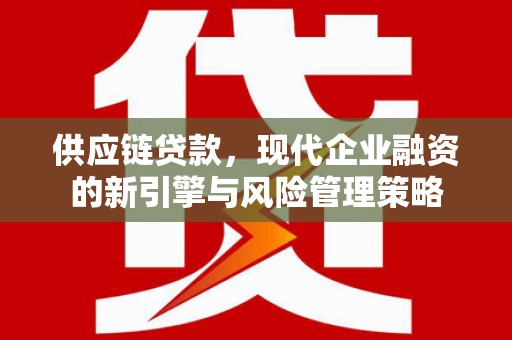 金坛供应链贷款，现代企业融资的新引擎与风险管理策略