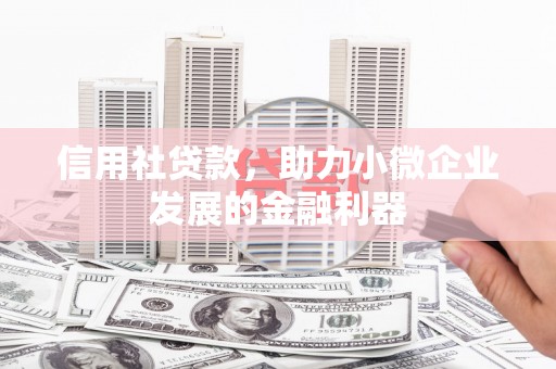 金坛信用社贷款，助力小微企业发展的金融利器