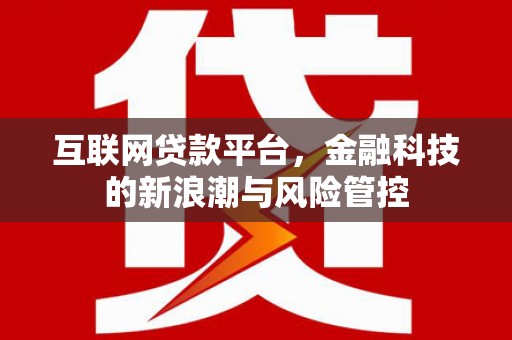 金坛互联网贷款平台，金融科技的新浪潮与风险管控