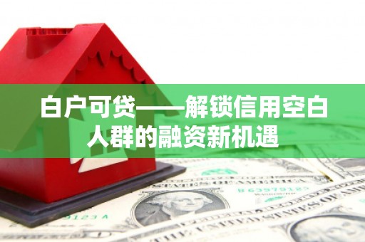 金坛白户可贷——解锁信用空白人群的融资新机遇